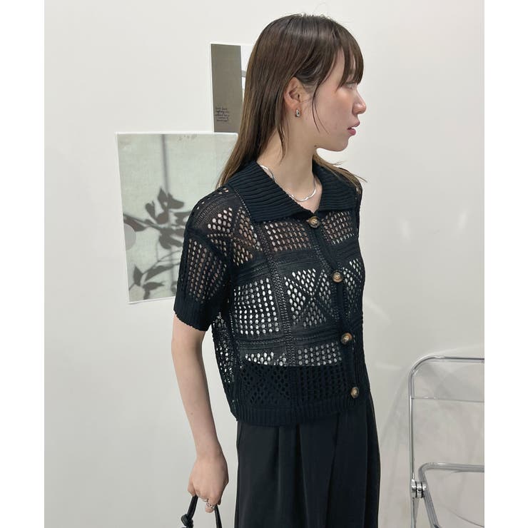 《ABYSアビス》ひんやり冷感！サラっと羽織れるメッシュショート丈サマーニットカ… | futier land | 詳細画像30 