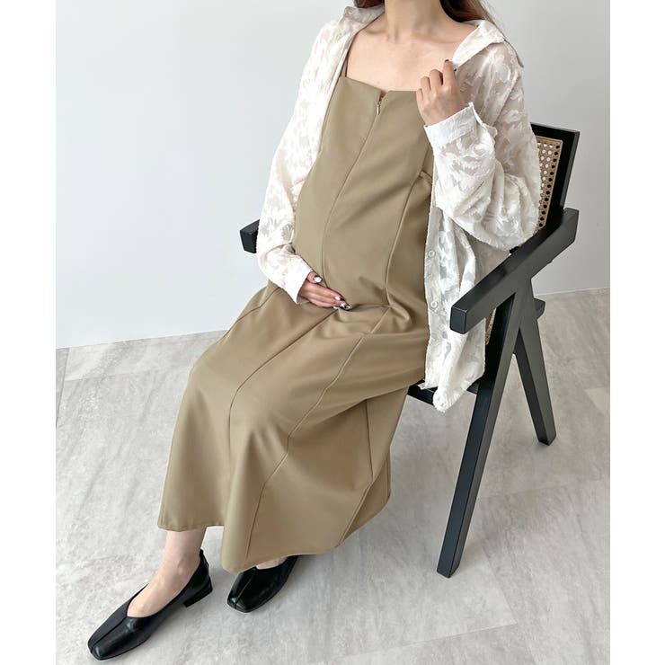 産前・産後対応。マタニティ/コールZIPキャミワンピース[品番