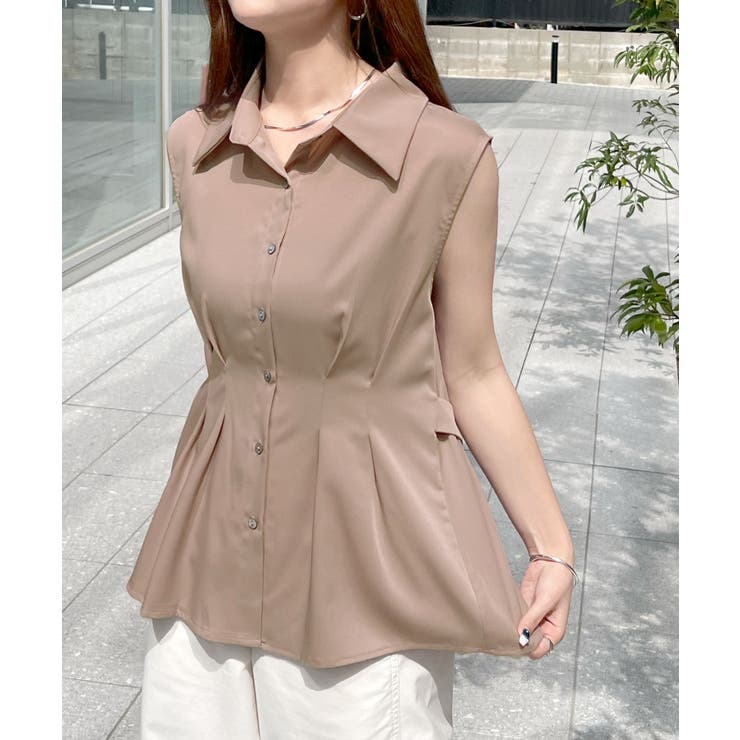 涼しげシーズンムード満点◎ウエストタックシフォンノースリーブシャツ | futier land | 詳細画像31 