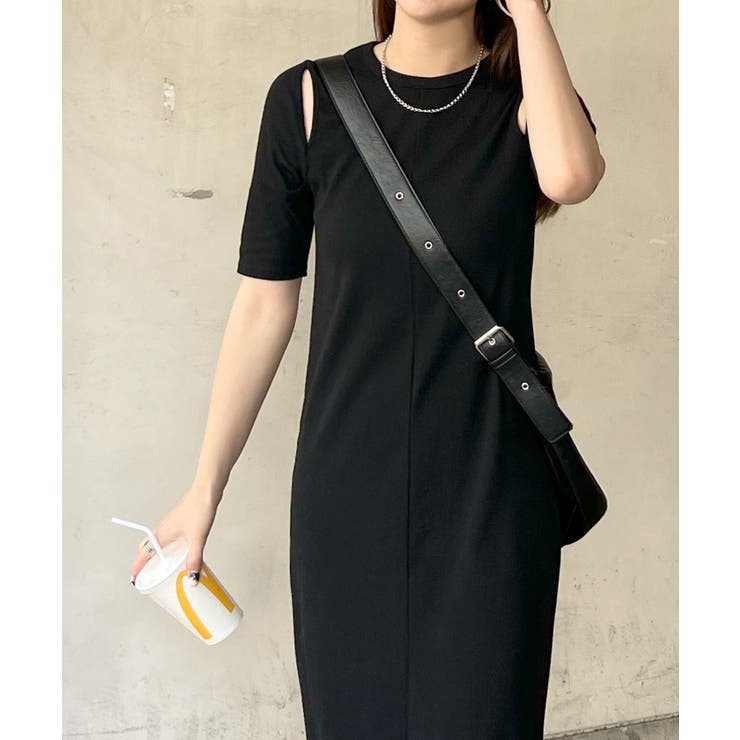 さりげなく肌見せを叶える。カットアウトリブカットソーワンピース | futier land | 詳細画像14 