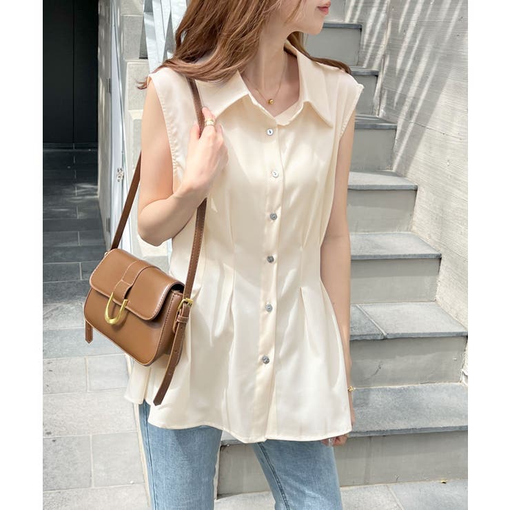 涼しげシーズンムード満点◎ウエストタックシフォンノースリーブシャツ | futier land | 詳細画像21 