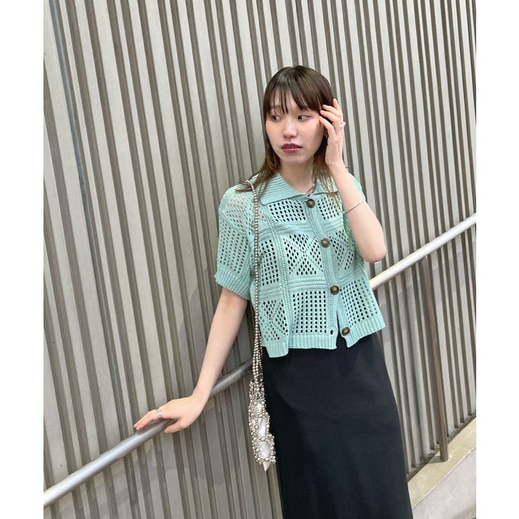《ABYSアビス》ひんやり冷感！サラっと羽織れるメッシュショート丈サマーニットカ… | futier land | 詳細画像33 
