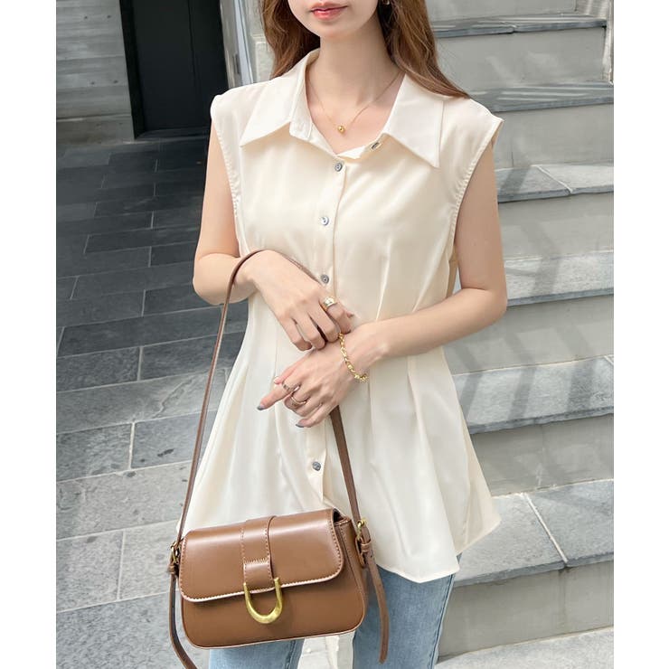 涼しげシーズンムード満点◎ウエストタックシフォンノースリーブシャツ | futier land | 詳細画像19 