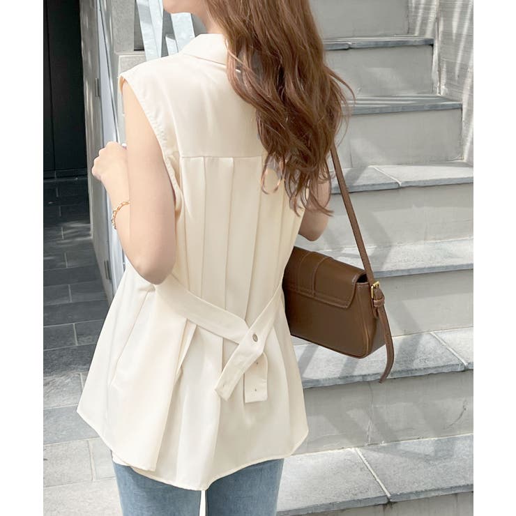 涼しげシーズンムード満点◎ウエストタックシフォンノースリーブシャツ | futier land | 詳細画像23 