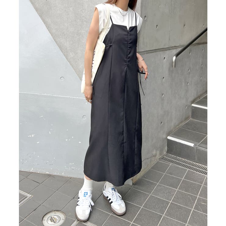 産前・産後対応。マタニティ/コールZIPキャミワンピース[品番