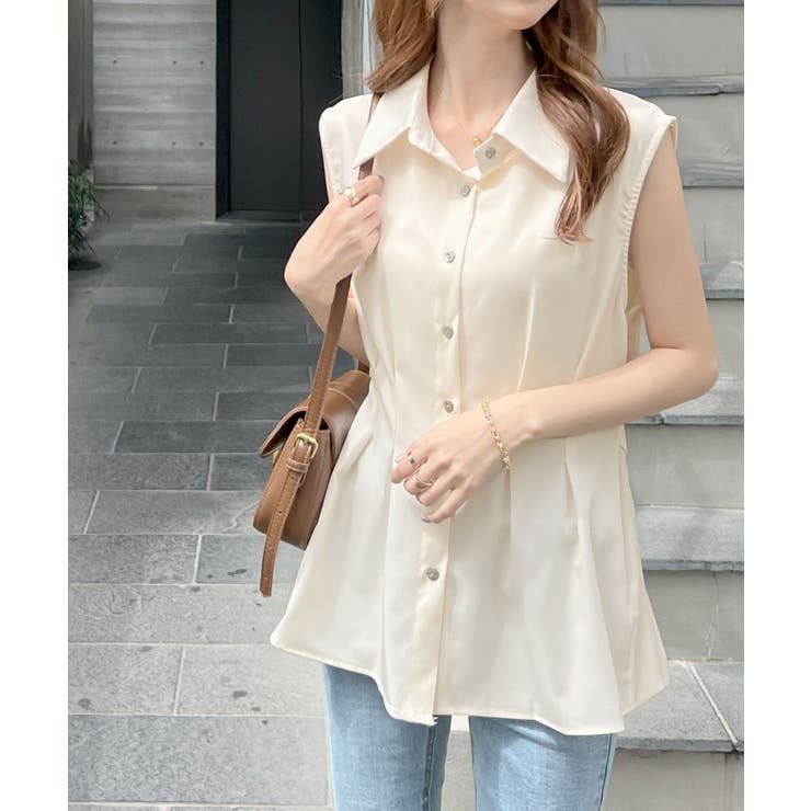 涼しげシーズンムード満点◎ウエストタックシフォンノースリーブシャツ | futier land | 詳細画像24 