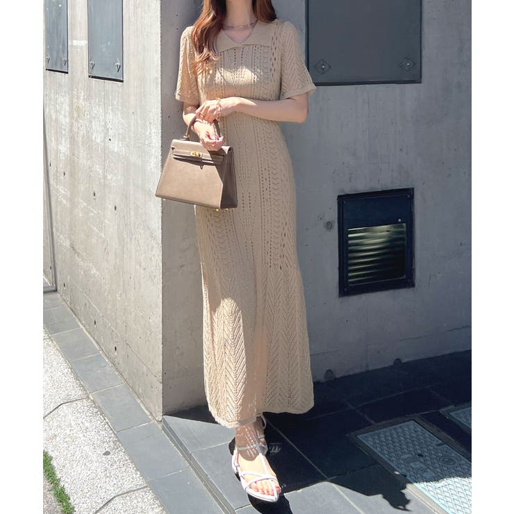 上品シルエット×涼しげデザイン。インナーキャミ付きマーメイドポロワンピース | futier land | 詳細画像22 