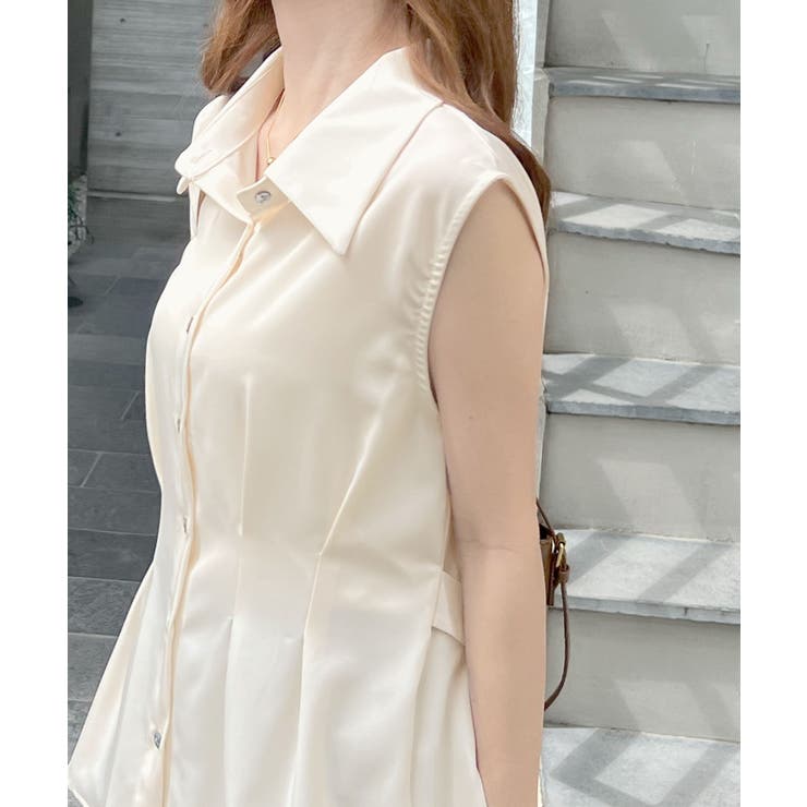 涼しげシーズンムード満点◎ウエストタックシフォンノースリーブシャツ | futier land | 詳細画像20 