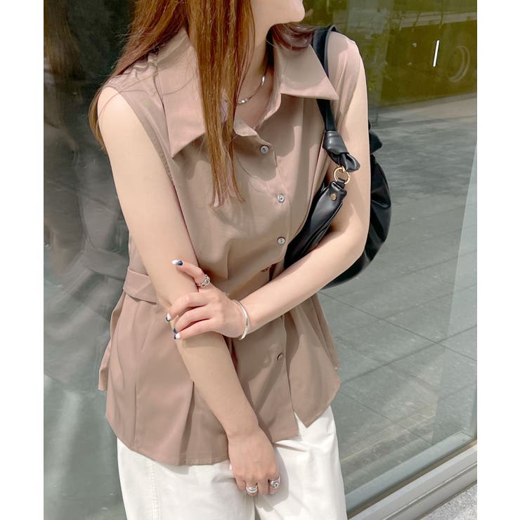 涼しげシーズンムード満点◎ウエストタックシフォンノースリーブシャツ | futier land | 詳細画像27 