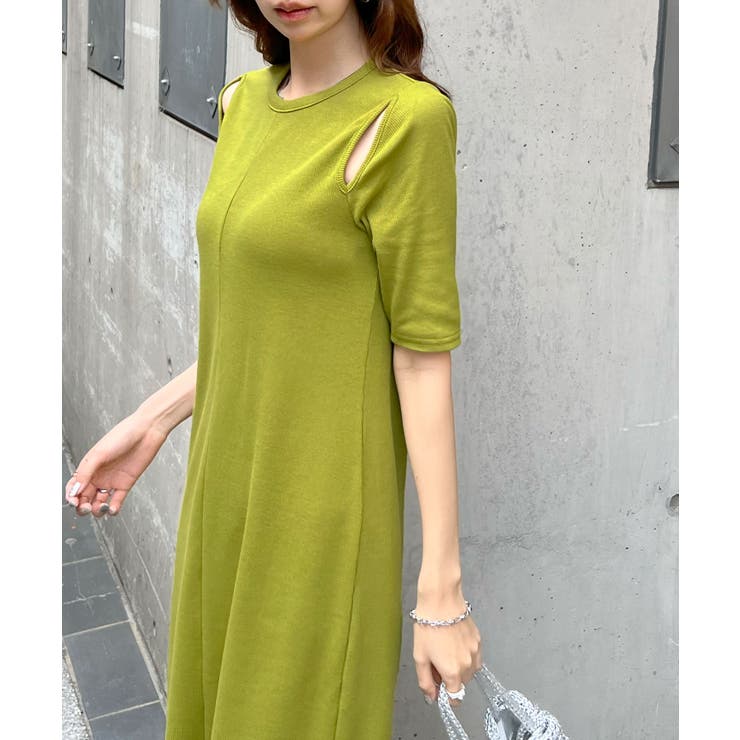 さりげなく肌見せを叶える。カットアウトリブカットソーワンピース | futier land | 詳細画像21 