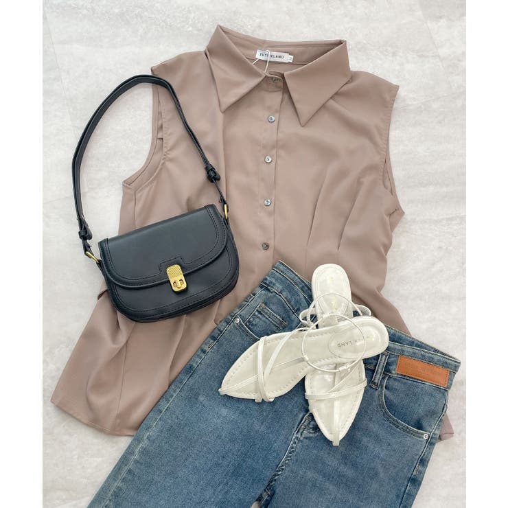 涼しげシーズンムード満点◎ウエストタックシフォンノースリーブシャツ | futier land | 詳細画像34 