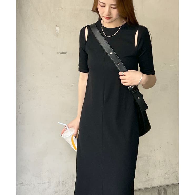 さりげなく肌見せを叶える。カットアウトリブカットソーワンピース | futier land | 詳細画像13 