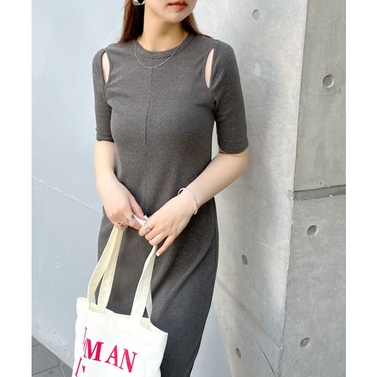 さりげなく肌見せを叶える。カットアウトリブカットソーワンピース | futier land | 詳細画像24 