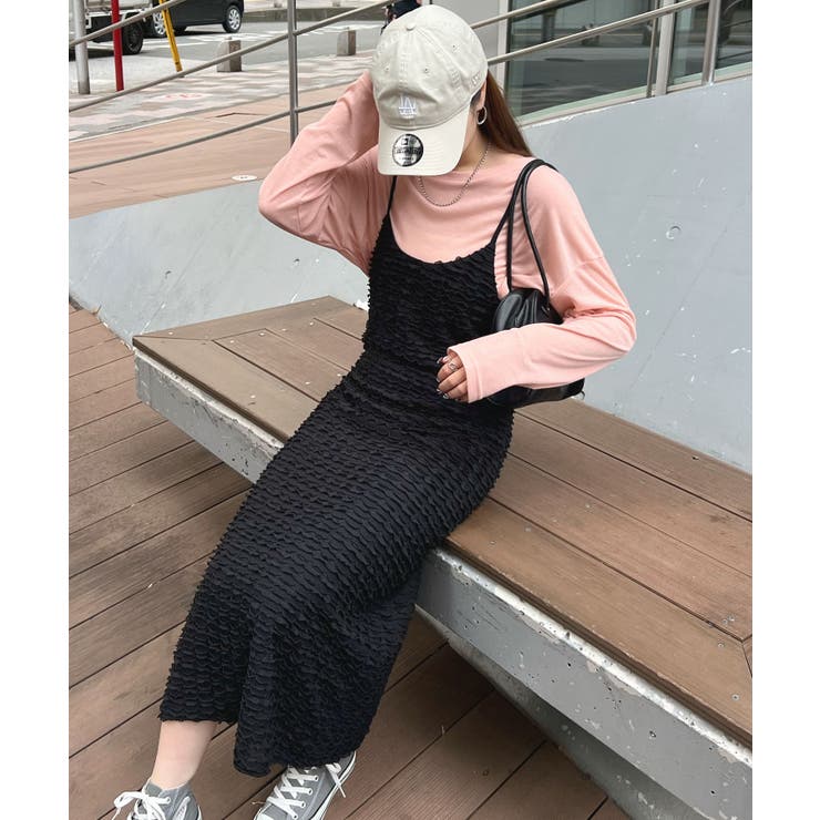 ブラック | やわらかく動きやすい。チビフリルキャミワンピース | futier land