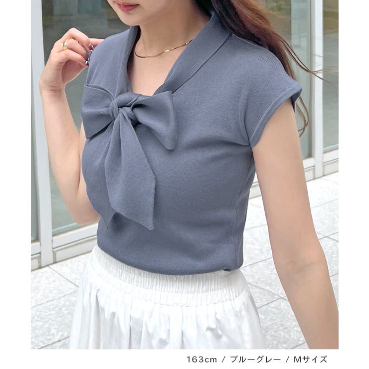 大きめのリボンが目を惹く。リボンタイノースリトップス | futier land | 詳細画像7 