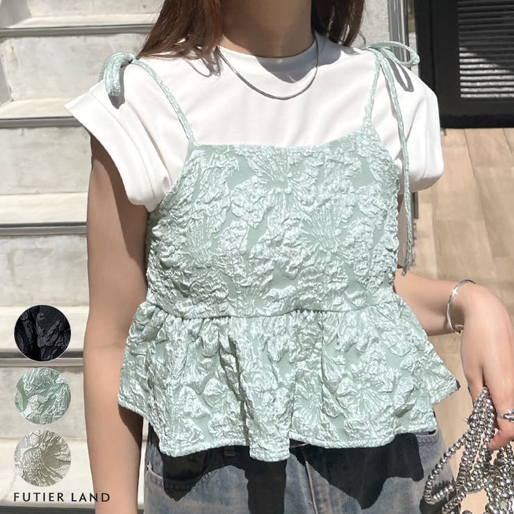 男性に人気！ 肩のリボンが映える。ジャガードフラワービスチェ[品番 その他