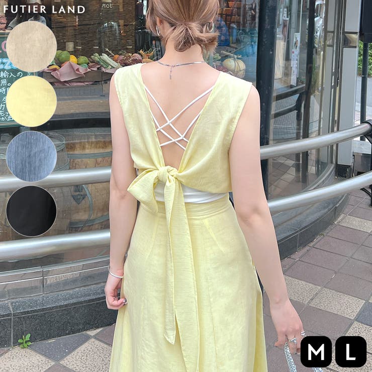 さらっと涼しい。バックリボンリネンワンピース | futier land | 詳細画像1 