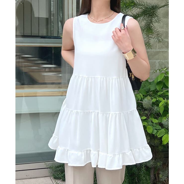 ふわっと広がるフリル！ティアードフリルチュニックワンピース