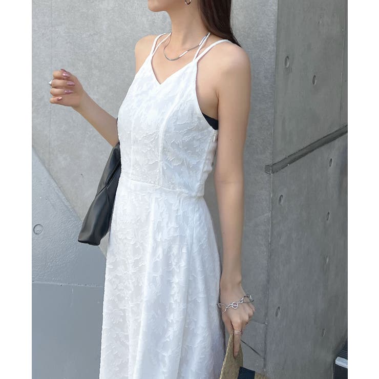 華やかな透け感が女性らしい。ジャガードフラワーキャミワンピース | futier land | 詳細画像13 