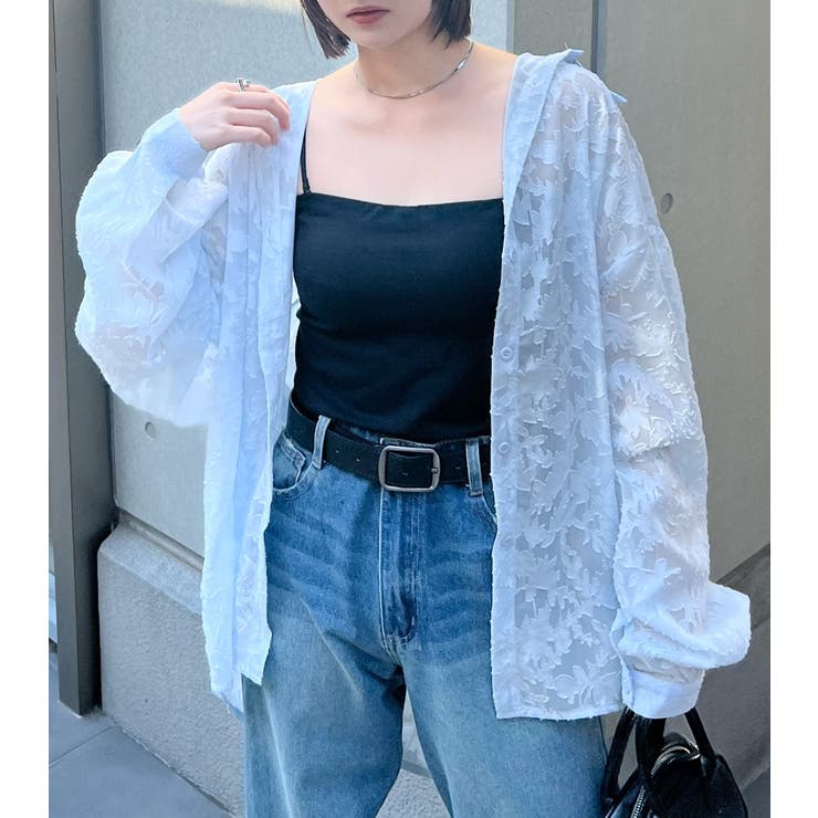 ♪新品　ボリューム　フラワー　レース　ジャケット シャツ　シアー　白　カーキ 楽天市場】半額クーポンで2995円☆シャツランキング1位獲得