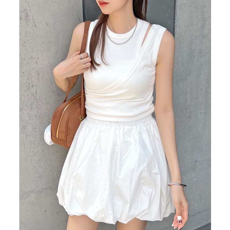 ホワイト | 大人かわいい。レイヤードリブタンクトップ | futier land