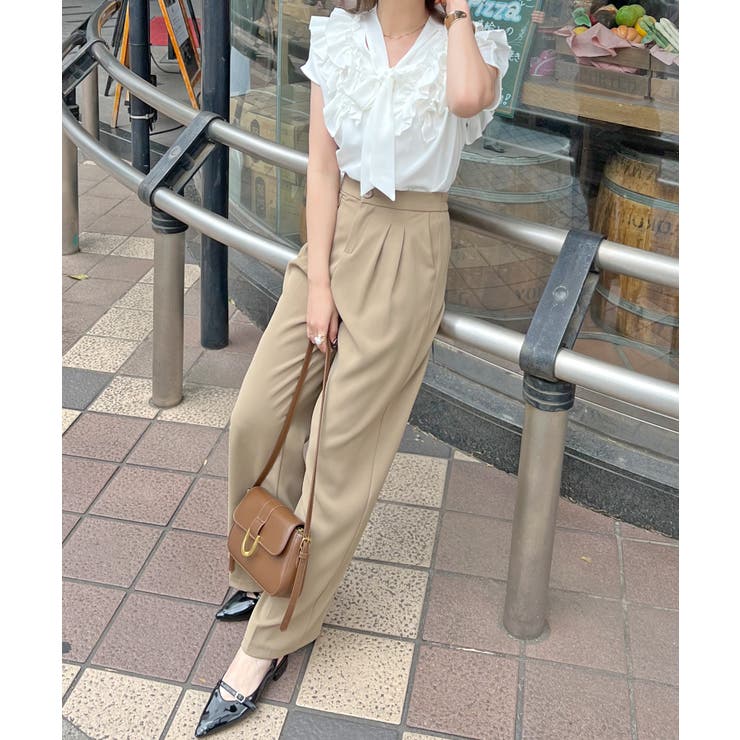 さらっと決まる相性◎フレンチスリーブショルダーフリルリボンブラウス | futier land | 詳細画像12 