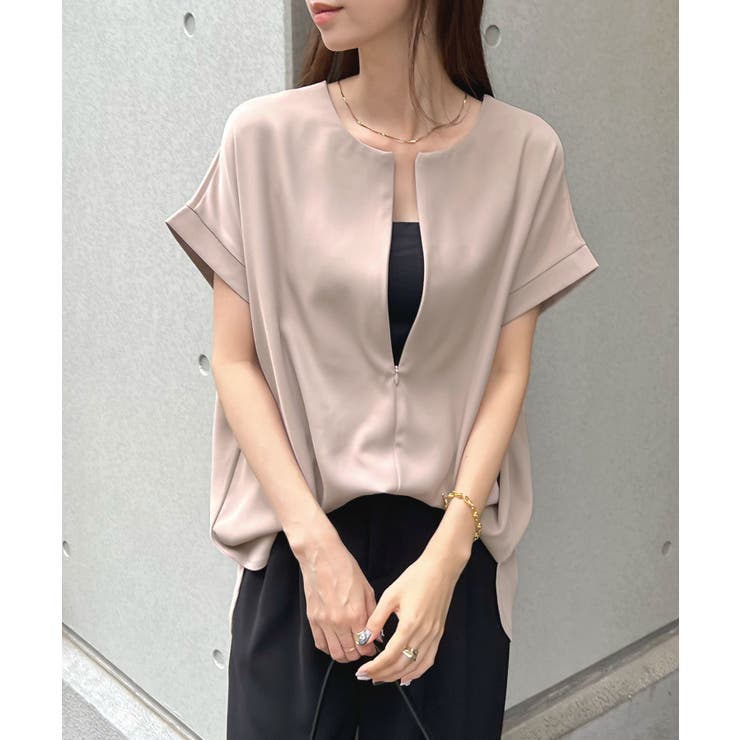 グレージュ | とろっとろした触感。とろみブラウス / 前後2way | futier land