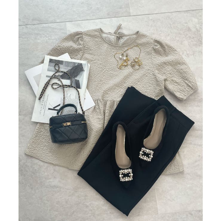 ポコポコ立体的なふんわりシルエット♪ ふくれジャガードペプラムブラウス | futier land | 詳細画像43 