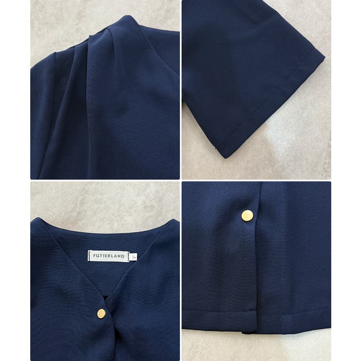金ボタンで上品見える。ショルダータックVネック半袖ブラウス | futier land | 詳細画像11 
