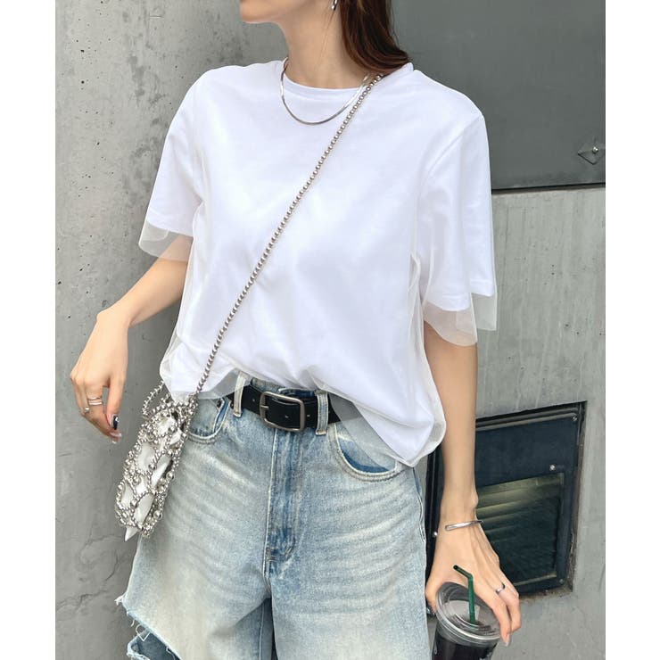 甘さと上品さをプラス。レイヤードシアーチュール半袖Tシャツ | futier land | 詳細画像13 