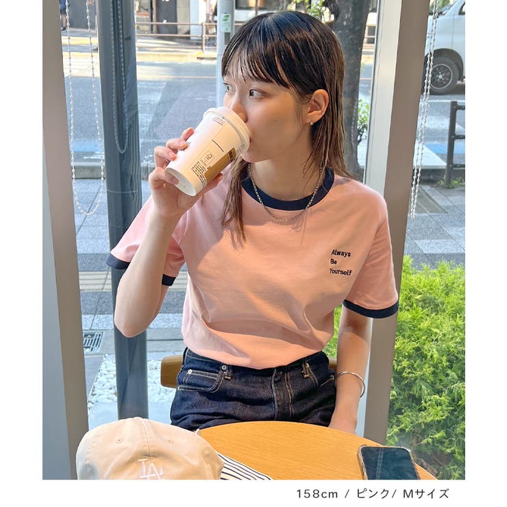 《ABYSアビス》配色が可愛い！コンパクトなワンポイント刺繍リンガーTシャツ | futier land | 詳細画像9 