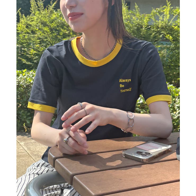 《ABYSアビス》配色が可愛い！コンパクトなワンポイント刺繍リンガーTシャツ | futier land | 詳細画像51 
