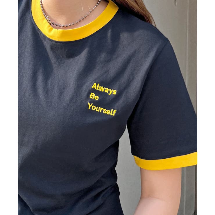 《ABYSアビス》配色が可愛い！コンパクトなワンポイント刺繍リンガーTシャツ | futier land | 詳細画像57 
