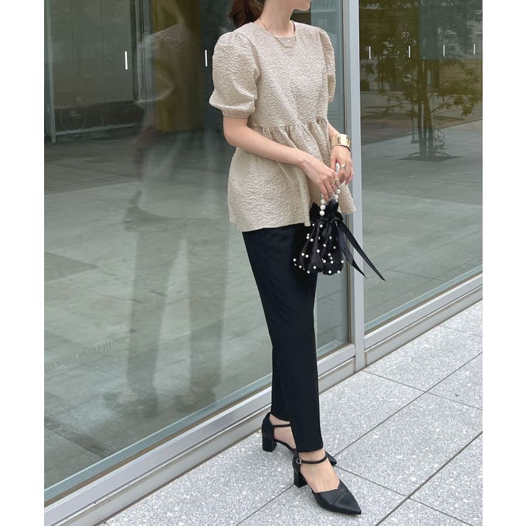 ポコポコ立体的なふんわりシルエット♪ ふくれジャガードペプラムブラウス | futier land | 詳細画像35 