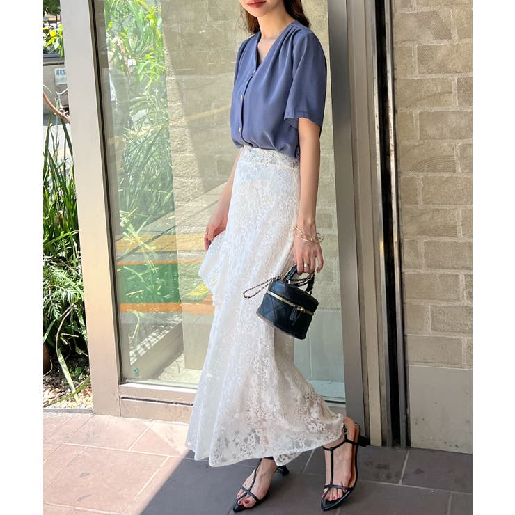 金ボタンで上品見える。ショルダータックVネック半袖ブラウス | futier land | 詳細画像26 