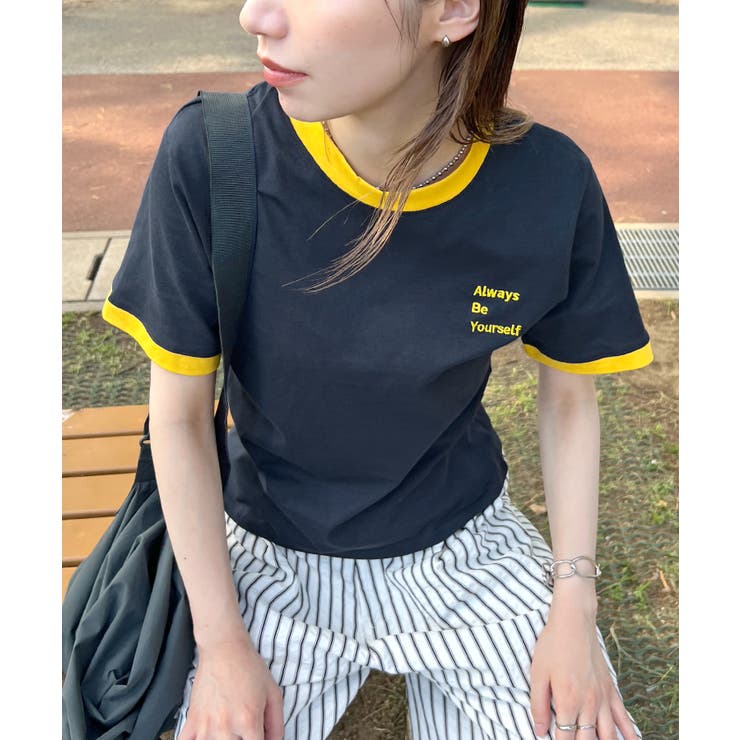 《ABYSアビス》配色が可愛い！コンパクトなワンポイント刺繍リンガーTシャツ | futier land | 詳細画像54 