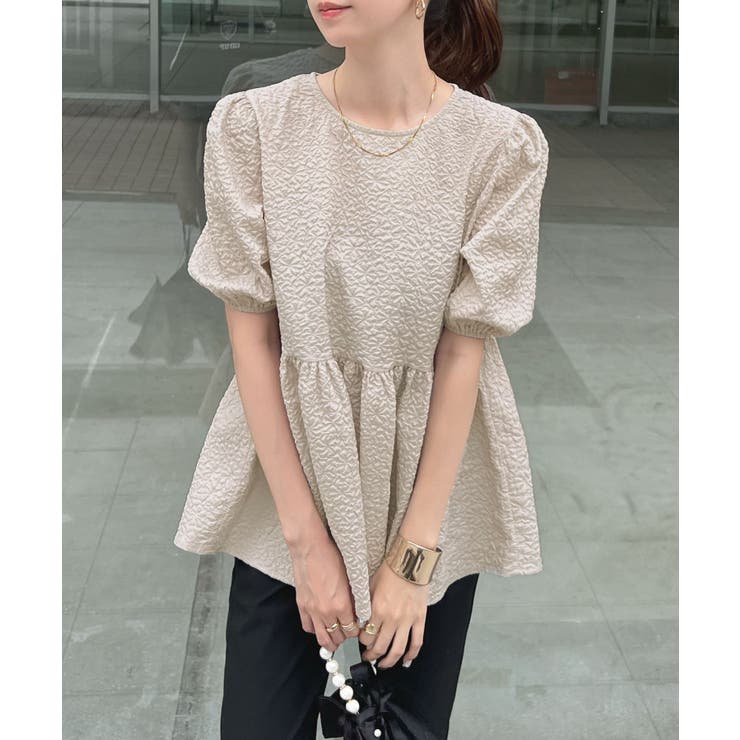 ポコポコ立体的なふんわりシルエット♪ ふくれジャガードペプラムブラウス | futier land | 詳細画像34 