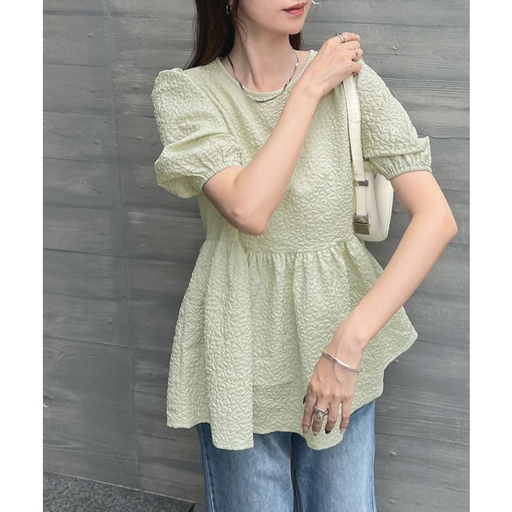 ポコポコ立体的なふんわりシルエット♪ ふくれジャガードペプラムブラウス | futier land | 詳細画像41 