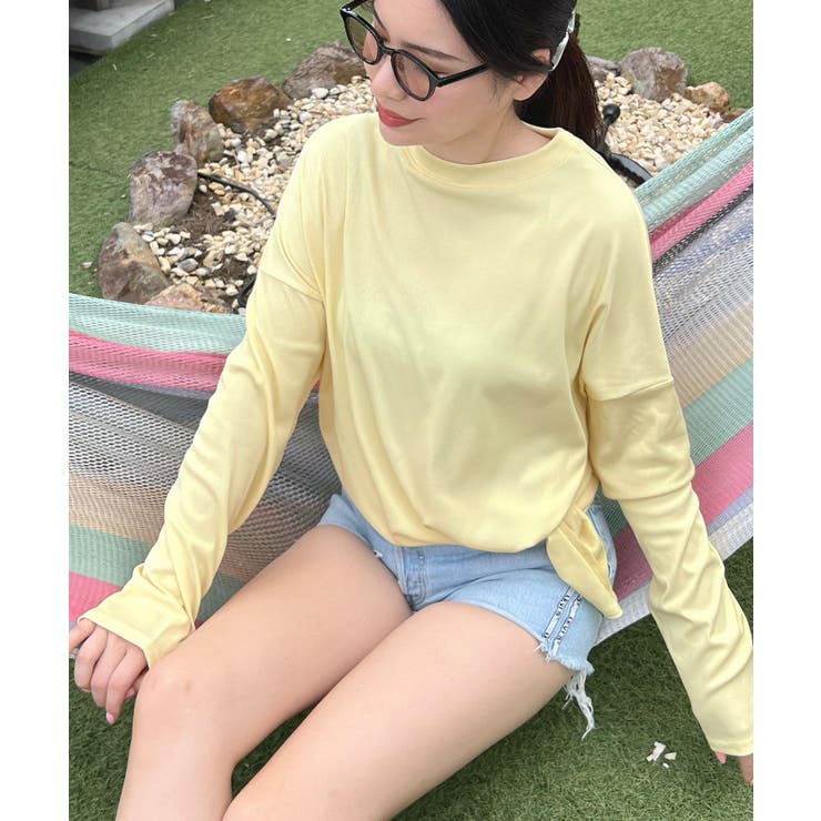 イエロー | 接触冷感素材でUVカット96％以上！サイドスリットトップス/ラッシュガード | futier land