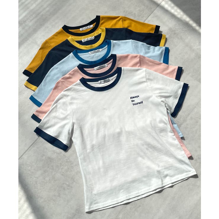 《ABYSアビス》配色が可愛い！コンパクトなワンポイント刺繍リンガーTシャツ | futier land | 詳細画像38 