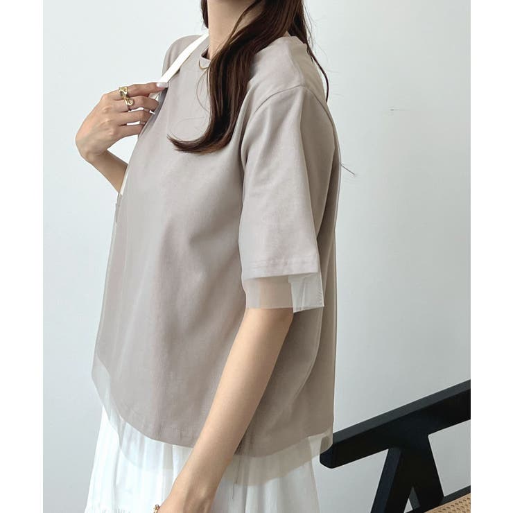 甘さと上品さをプラス。レイヤードシアーチュール半袖Tシャツ | futier land | 詳細画像21 