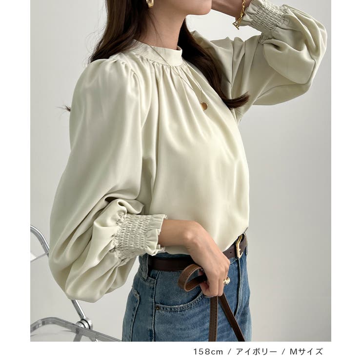 大人ブラウスの抜け感。ハイネックバルーンスリーブブラウス | futier land | 詳細画像7 