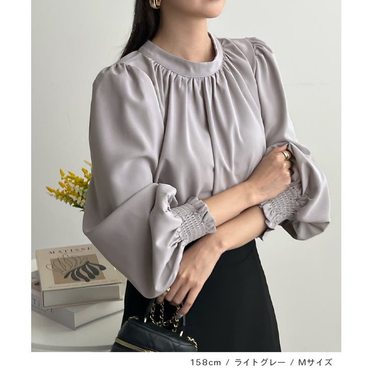 大人ブラウスの抜け感。ハイネックバルーンスリーブブラウス | futier land | 詳細画像11 