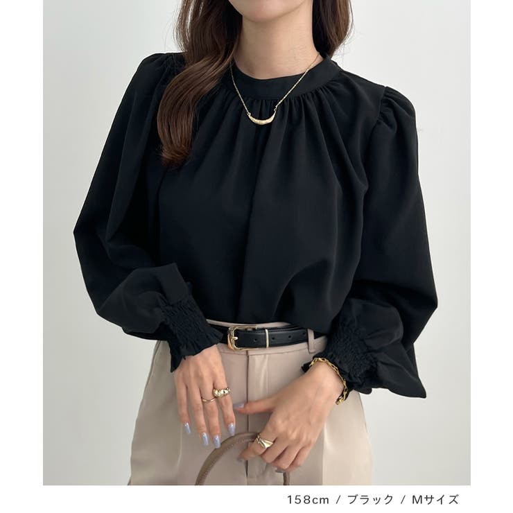 大人ブラウスの抜け感。ハイネックバルーンスリーブブラウス | futier land | 詳細画像14 