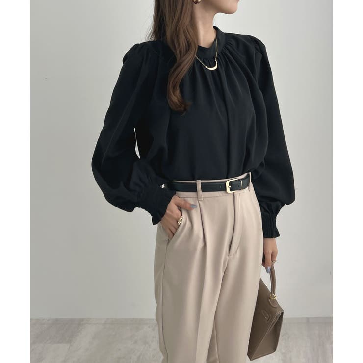 大人ブラウスの抜け感。ハイネックバルーンスリーブブラウス | futier land | 詳細画像48 