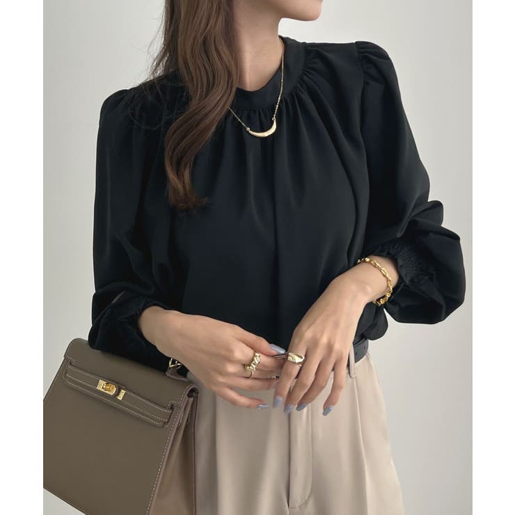 大人ブラウスの抜け感。ハイネックバルーンスリーブブラウス | futier land | 詳細画像49 