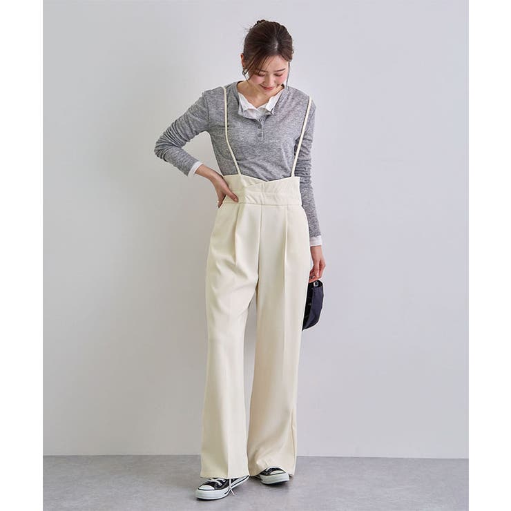 スタイルアップ効果で美脚を叶える。ハイウエストキャミサロペットスラックス | futier land | 詳細画像4 