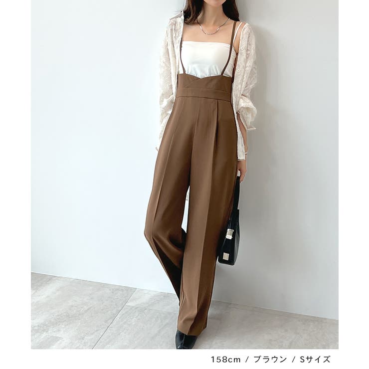 スタイルアップ効果で美脚を叶える。ハイウエストキャミサロペットスラックス | futier land | 詳細画像5 