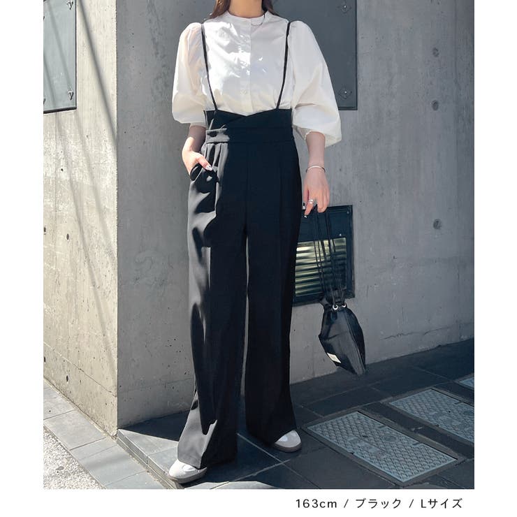 スタイルアップ効果で美脚を叶える。ハイウエストキャミサロペットスラックス | futier land | 詳細画像6 