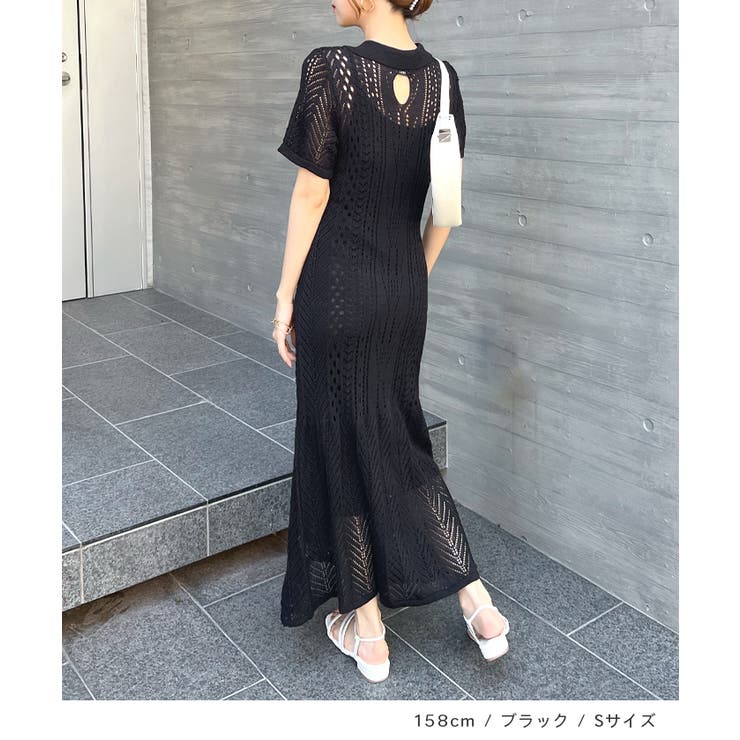 上品シルエット×涼しげデザイン。インナーキャミ付きマーメイドポロワンピース | futier land | 詳細画像5 